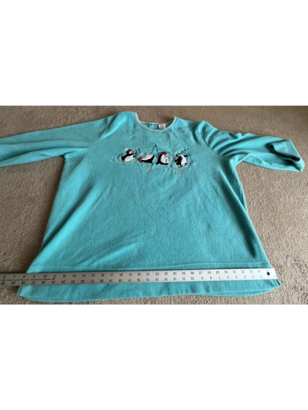 White Stag Polar Fleece Winter Penguins Top 22W 24W Blue - Picture 11 of 16